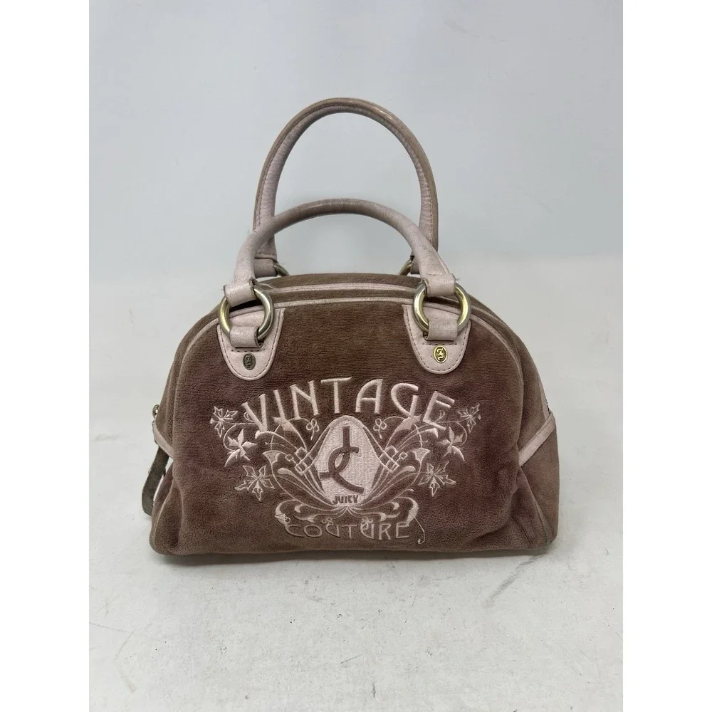 Y2K Vintage JUICY COUTURE Love P & G  French Terry Brown Bowler Bag AS IS LOOK